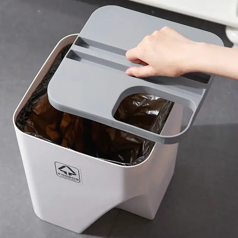 Decorbites stackable trash white & gray kitchen recycling bin