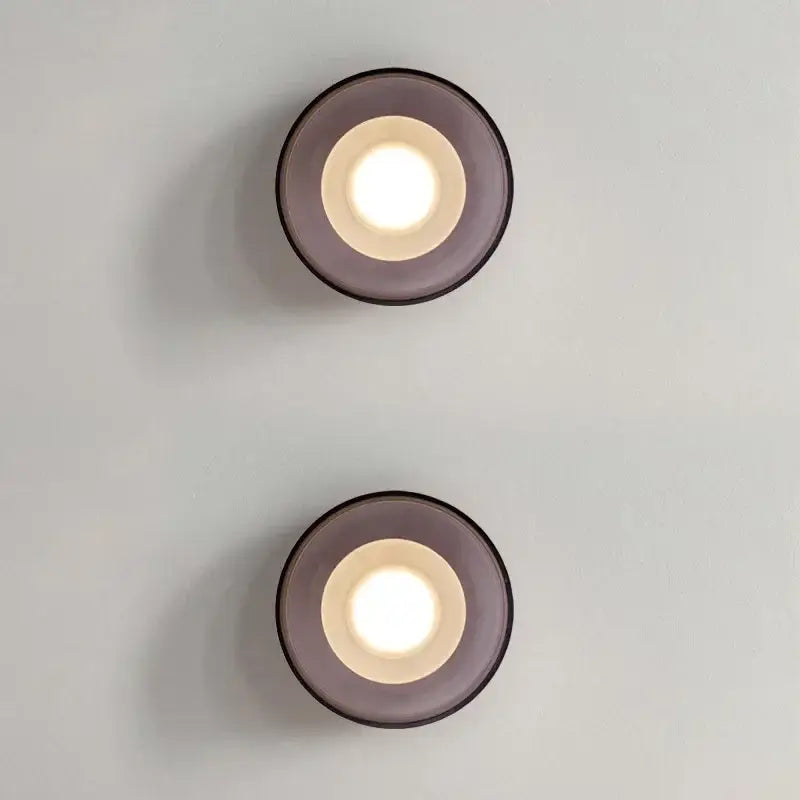Modern circular gray glass led wall lamp bedroom sconces