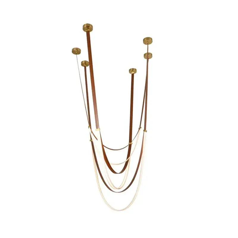 Modern minimalist leather belt led chandelier dining room pendant light