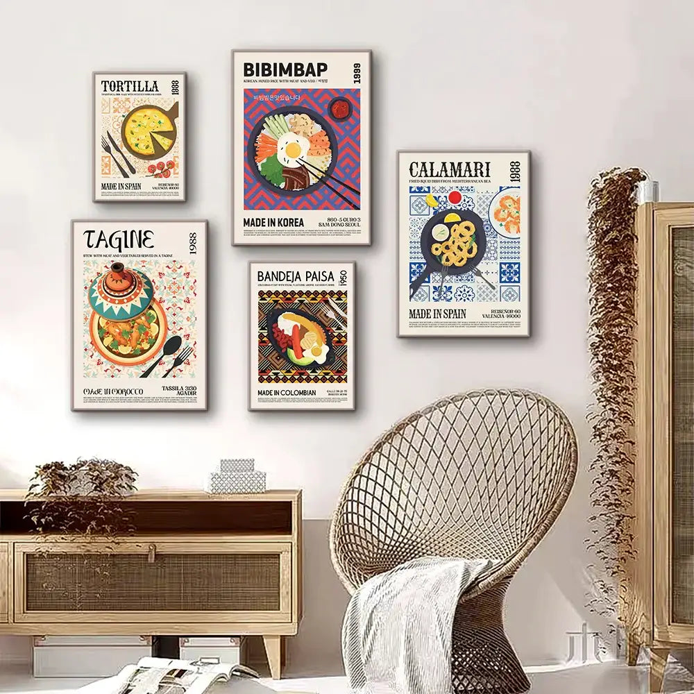 Vintage fried calamari world cuisine wall poster kitchen decor