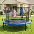 14 Ft Pumpkin Trampoline, Outdoor Trampoline with Basketball Hoop