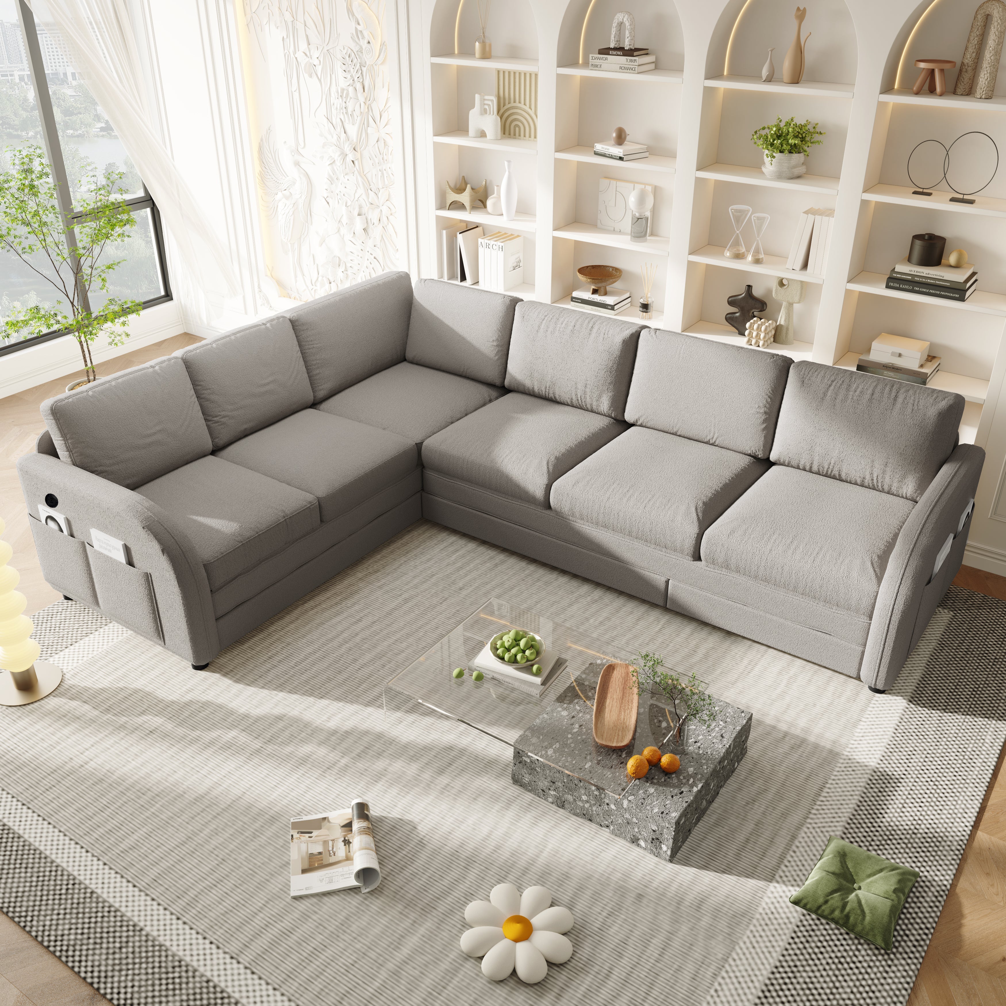 115.2" L-Shaped Pull-Out Bed Sleeper Sofa