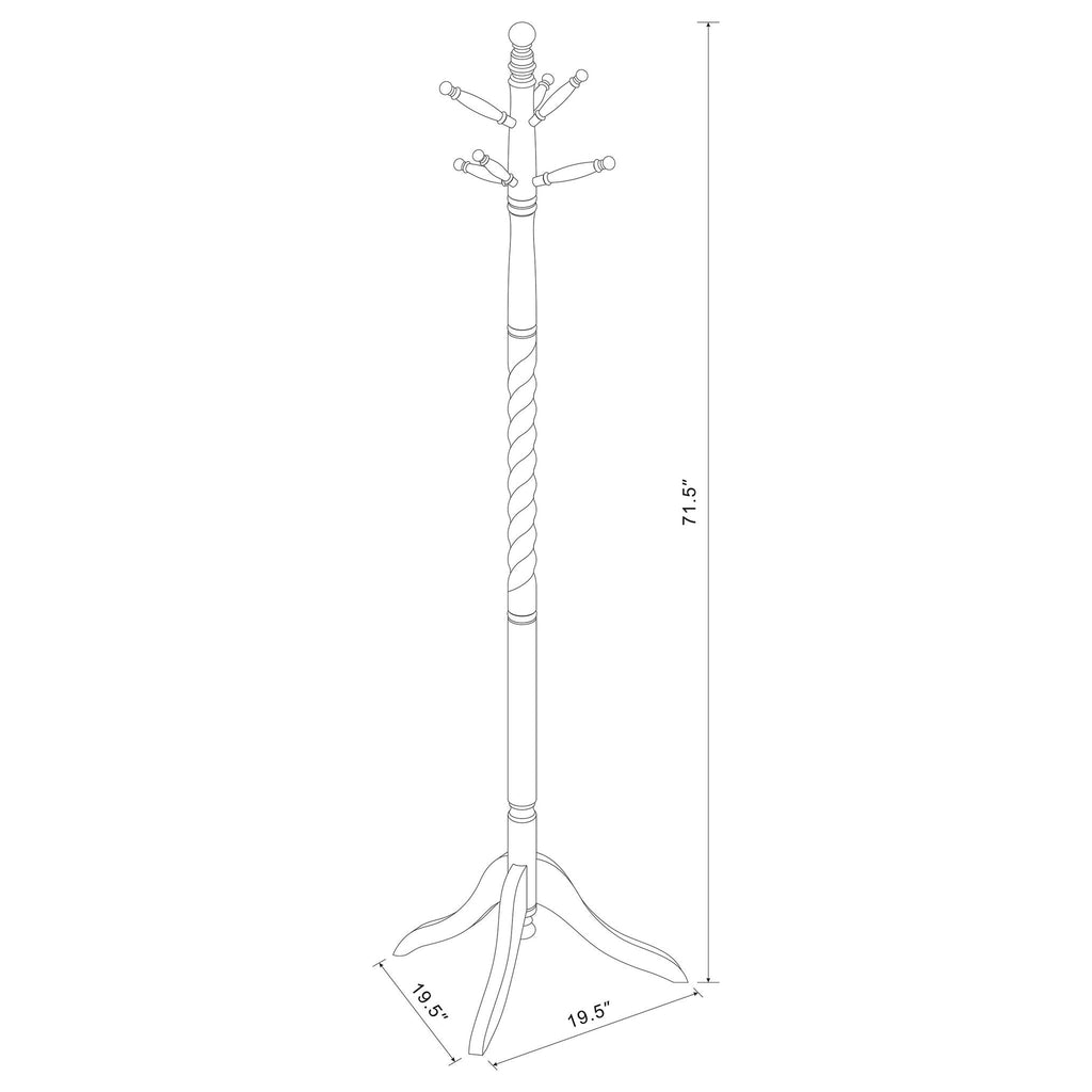 Coat Rack With Post Traditional Entryway Organizer With 6 Hooks - Brown