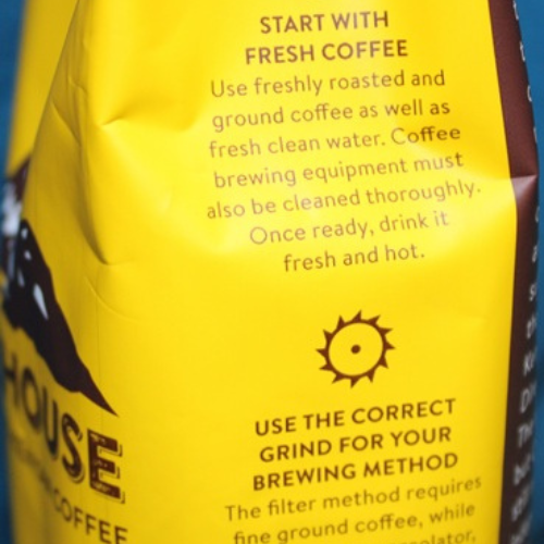 Dormans Decaf Kenya Coffee dark roast package close up image