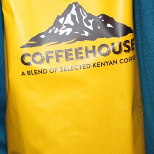 Dormans Decaf Kenya Coffee angled package view fine grind coffee