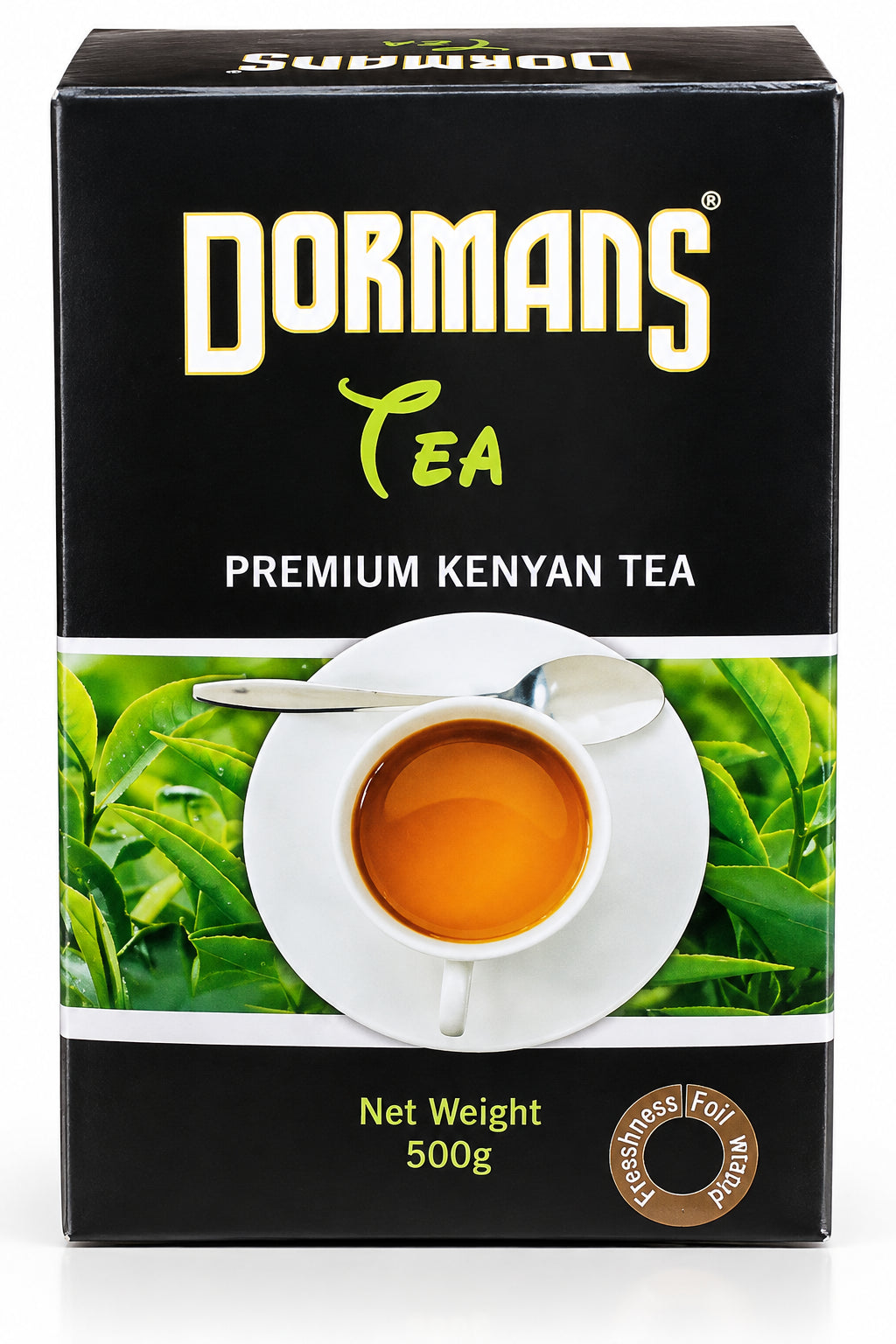 Dormans Premium Kenyan Black Tea 500g, authentic loose leaf tea from Kenya’s Rift Valley highlands, with bold flavor, rich amber color, and a brisk finish for enjoyable everyday tea drinking.