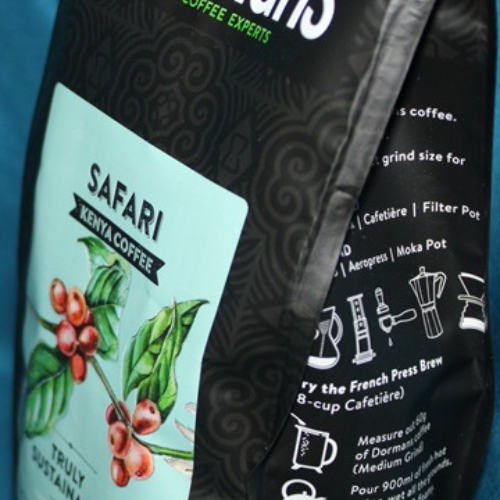 Dormans Safari Fairtrade Coffee package front label close up