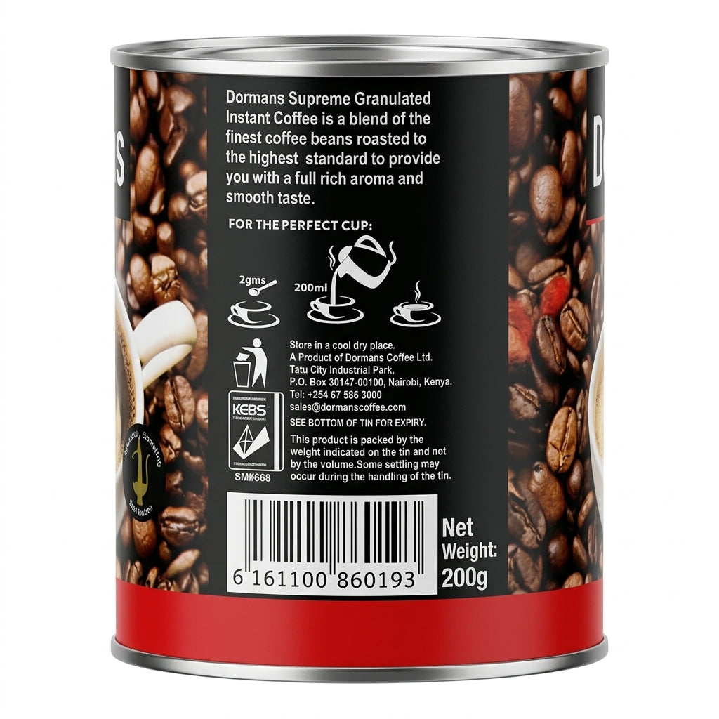 DORMANS SUPREME GRANULATED INSTANT COFFEE 200g