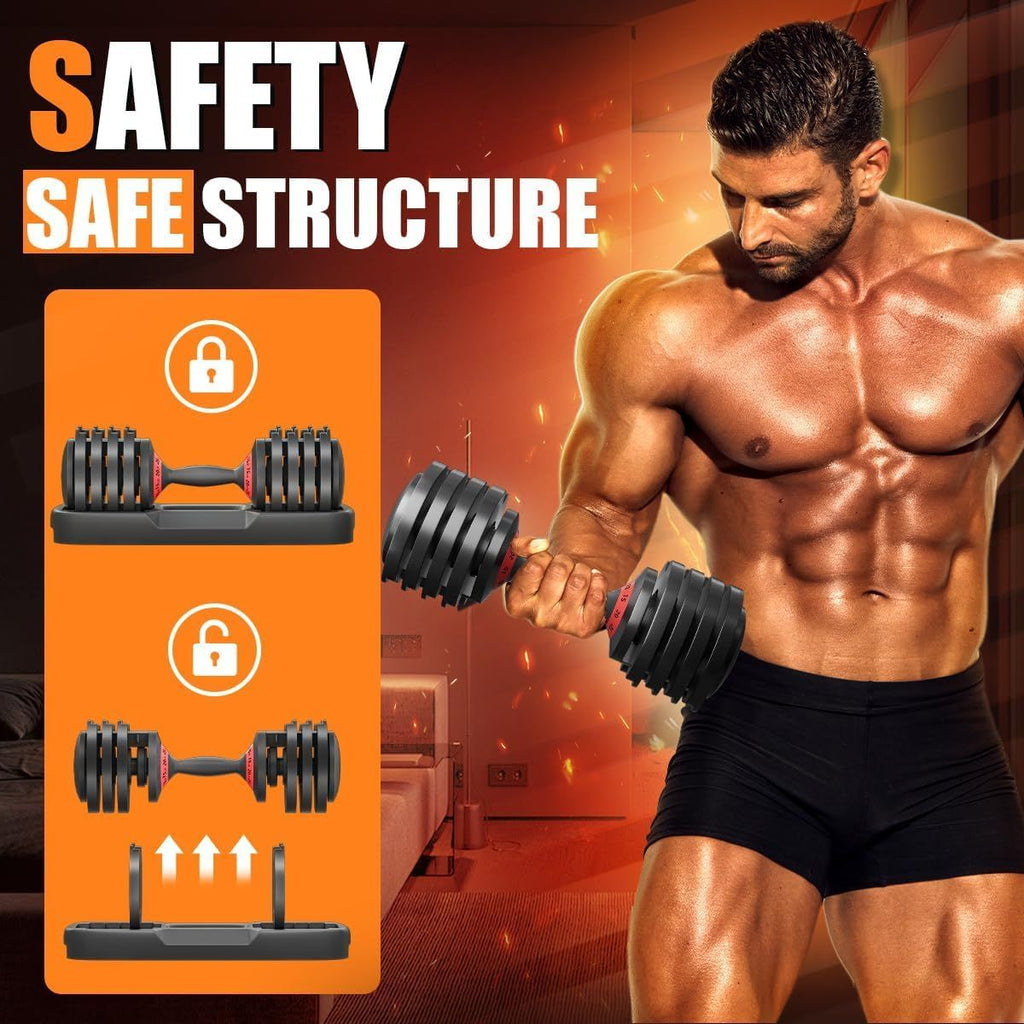 25LB Adjustable Dumbbell – 5-in-1 Weight Set with Anti-Slip Handle