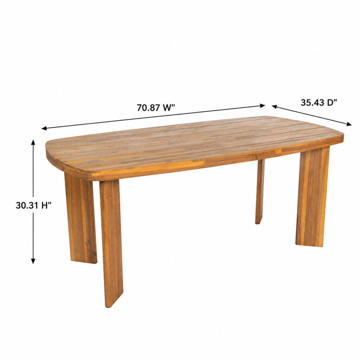 7‑Piece Acacia Wood Outdoor Dining Set, 71" Oval Teak‑Finish Wooden Table & 6 Arm Chairs with