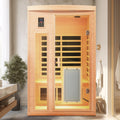 Low EMF Hemlock Wood Far-Infrared Two-Person Sauna Room with Bluetooth – Natural Finish