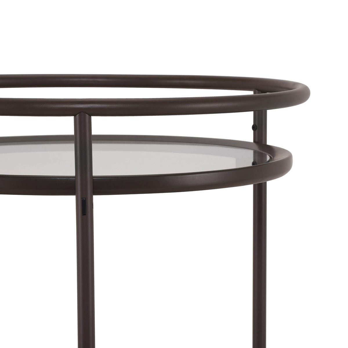 Modern Coffee Kitchen Cart with Tempered Glass Shelves - Coffee Brown