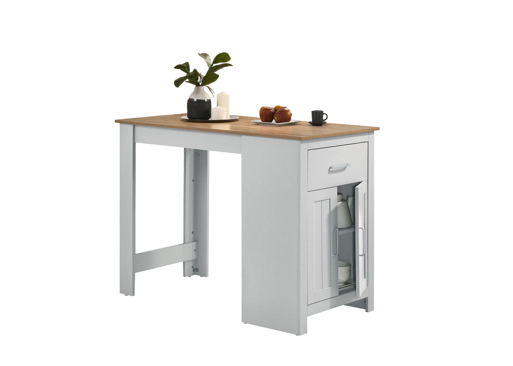 Small Space Counter Height Dining Table with Cabinet and Drawer Storage - Gray or Light Brown
