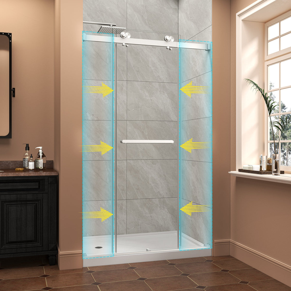 Brushed Nickel Double Bypass Sliding Shower Door