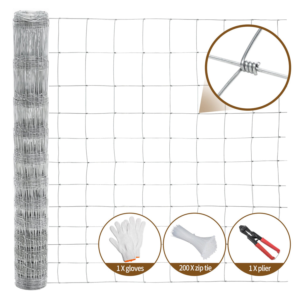 5x164 ft Advanced Weave Wire Fencing with Galvanized Finish - Silver