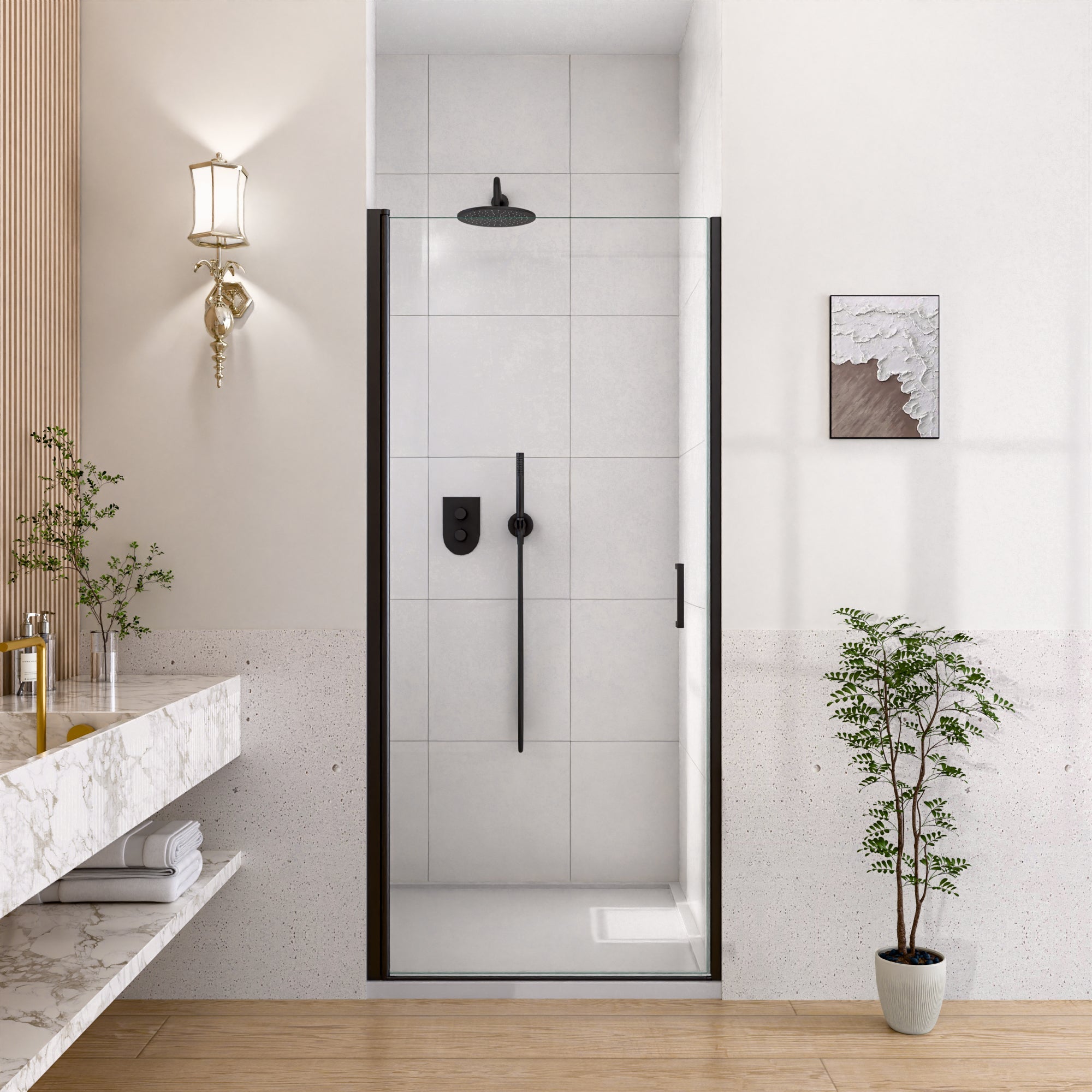 24" W x 72" H Semi-Frameless Circular Pivot Shower Door in Matte