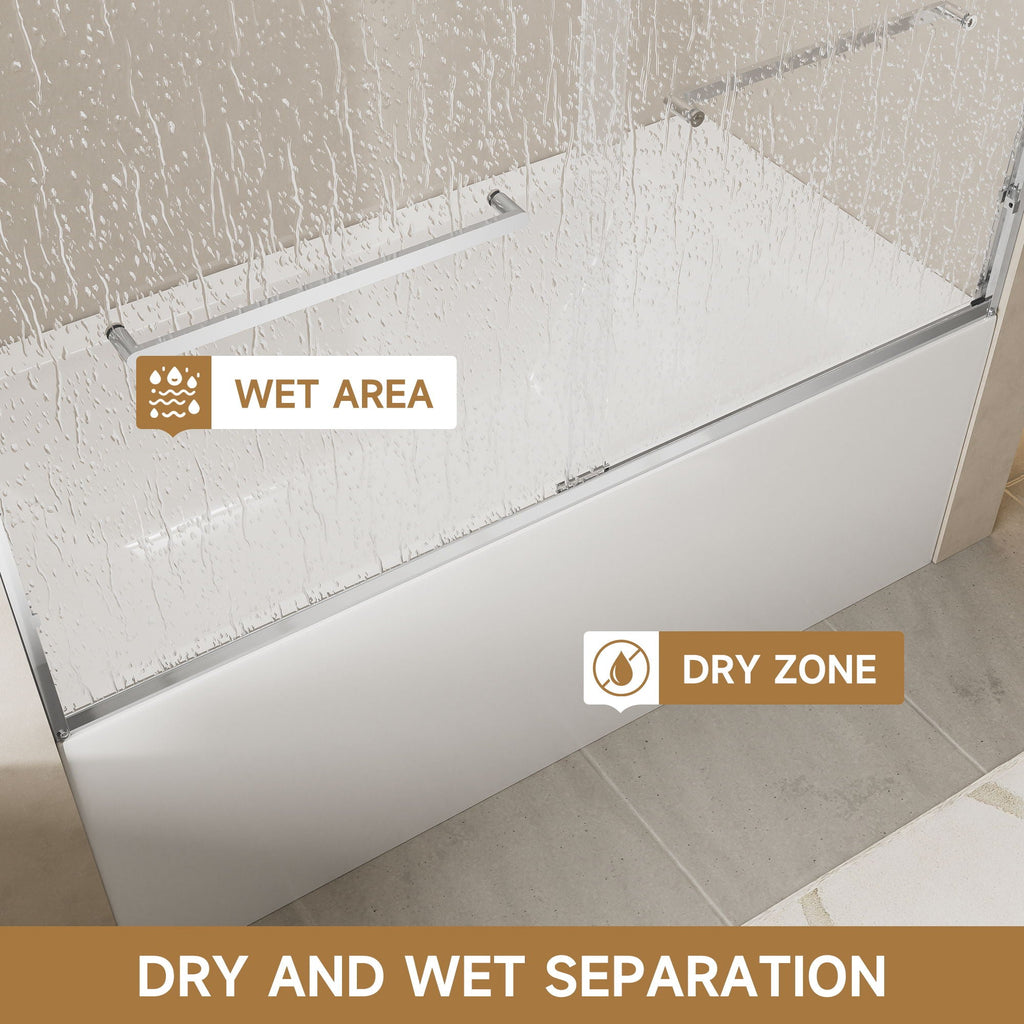Aluminum Frame Double Double Soft Close Shower Door, Tempered Glass And Dual Stainless Steel Handles