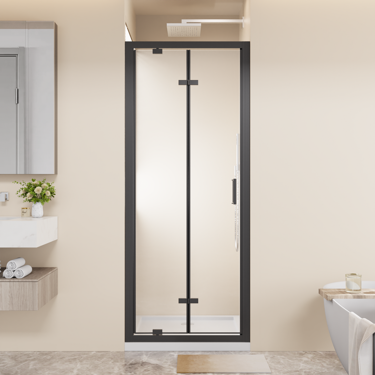 Framed Bi-Fold Pivot Shower Door 30"x72"