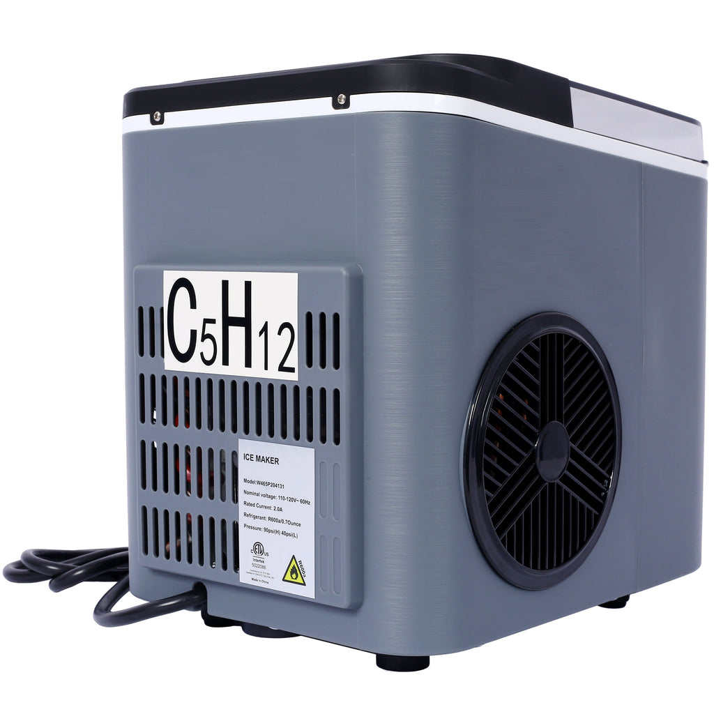 Portable Ice Maker with Self-Cleaning and Quick Ice Production - White