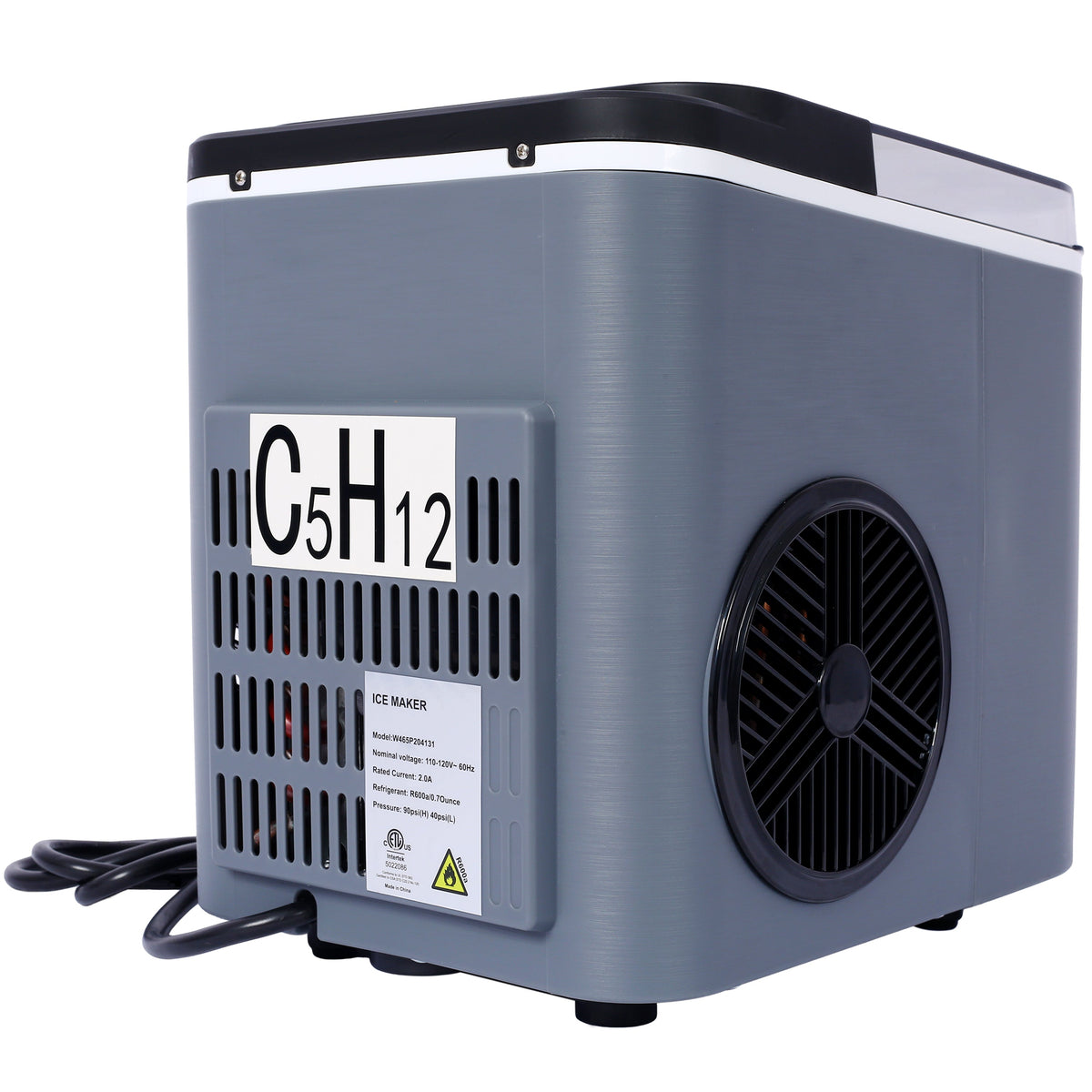 Portable Ice Maker with Self-Cleaning and Quick Ice Production - White