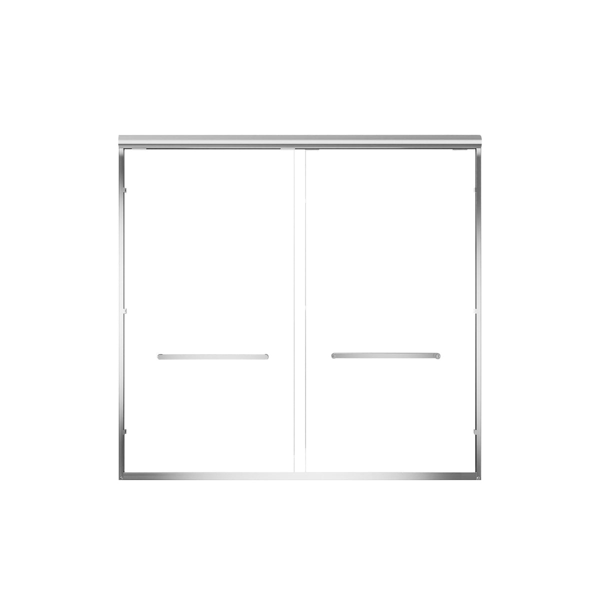Aluminum Frame Double Double Soft Close Shower Door, Tempered Glass And Dual Stainless Steel Handles