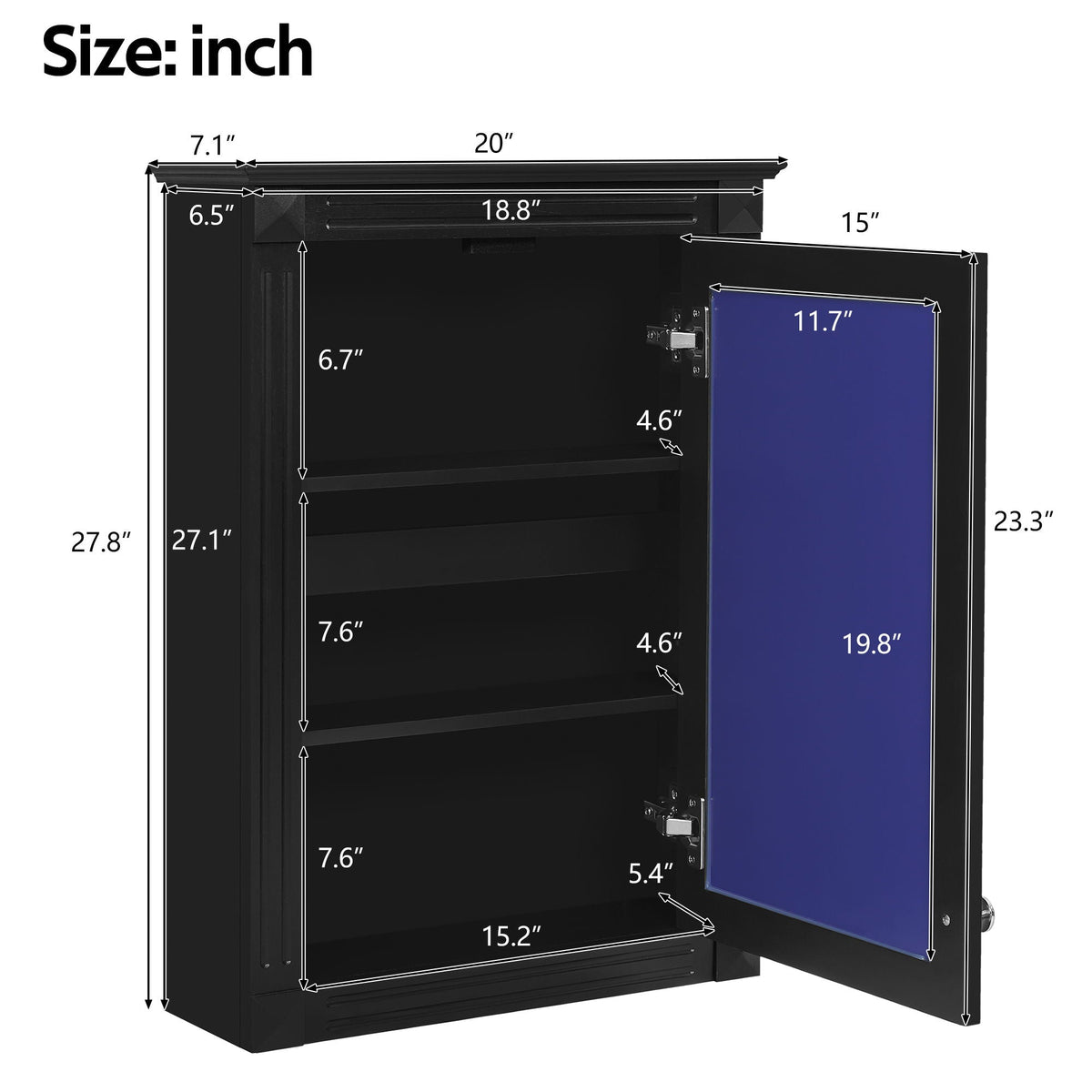 Wall Mounted Bathroom Storage Medicine Cabinet With Mirror