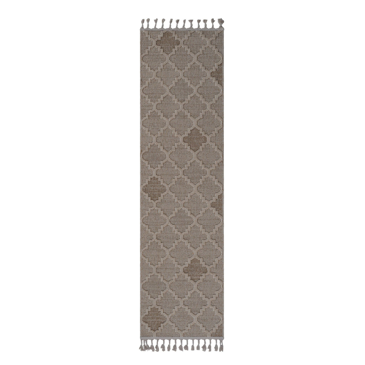 Beige Trellis Indoor/Outdoor Rug with Stain Resistance - 2' x 8'