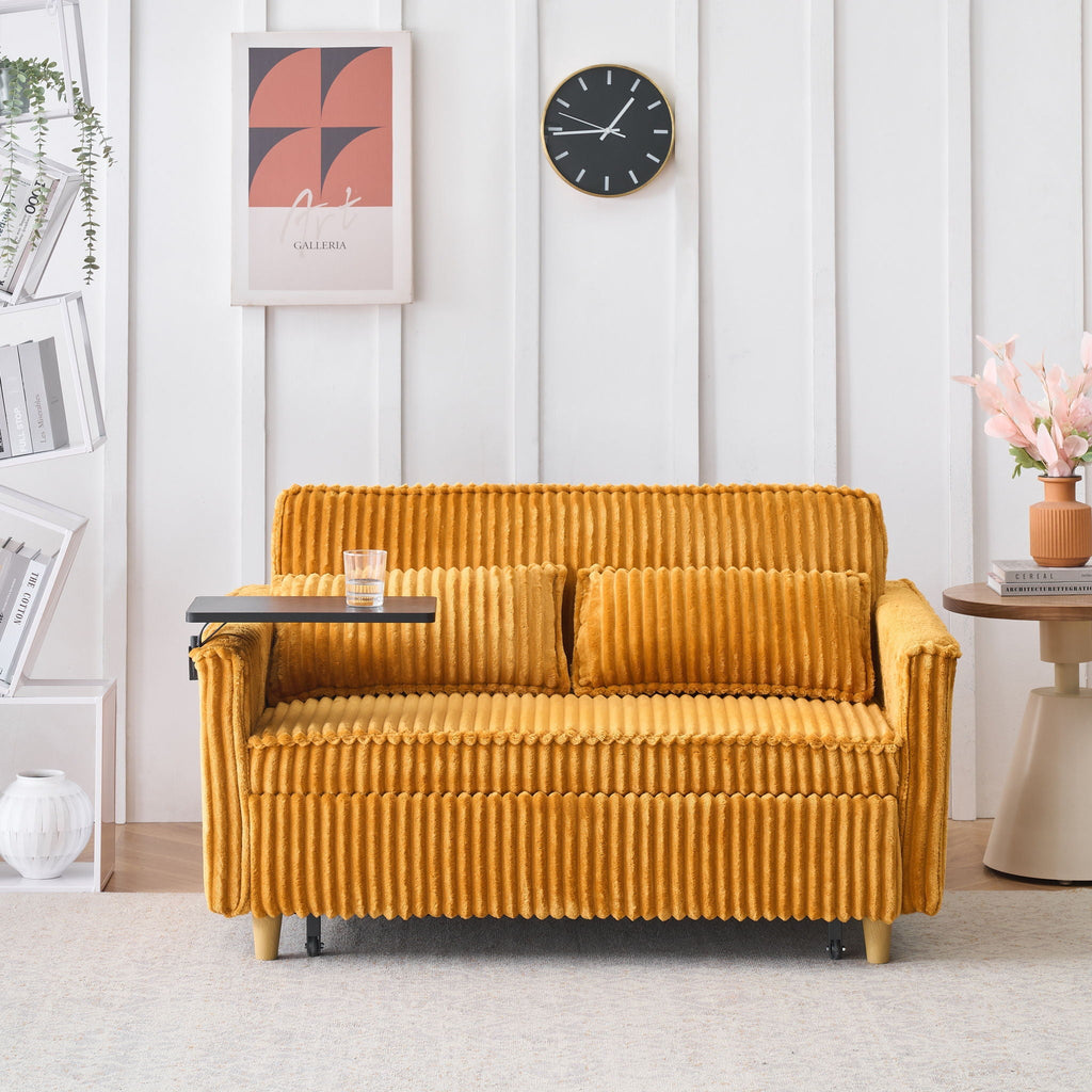 Pull Out Sofa With Movable Tabletop And USB Ports