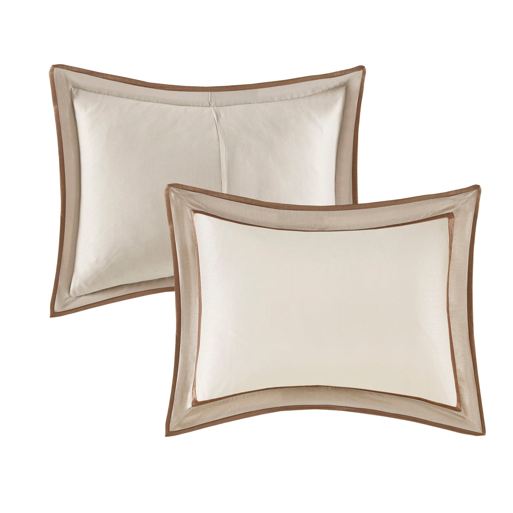 Taupe/Brown King 7 Piece Comforter Set with Elegant Polyester Construction