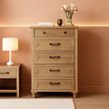 Oak Midcentury Dresser Five Drawers Storage Organizer
