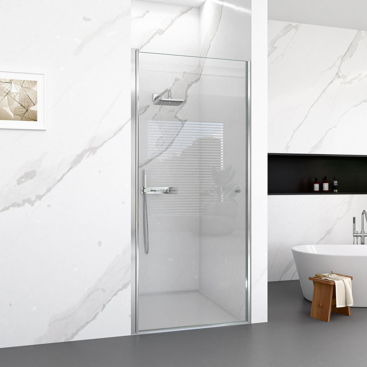 Frameless Circular Pivot Shower Door - 34"W x 72"H