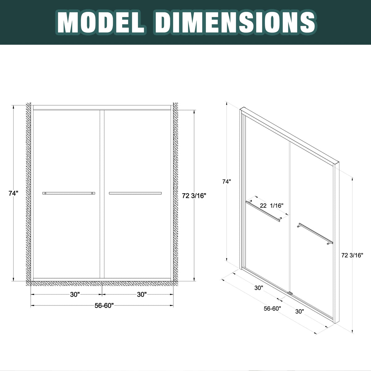 Aluminum Frame Double Sliding Shower Door