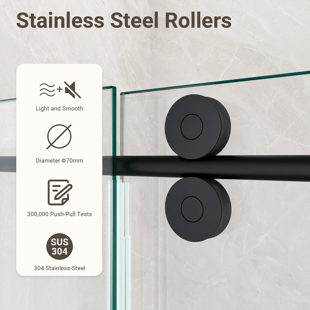 Frameless Single Sliding Shower Door – 5/16" Clear Tempered Glass