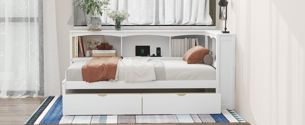 Twin Size Daybed with Two Storage Drawers and USB Ports