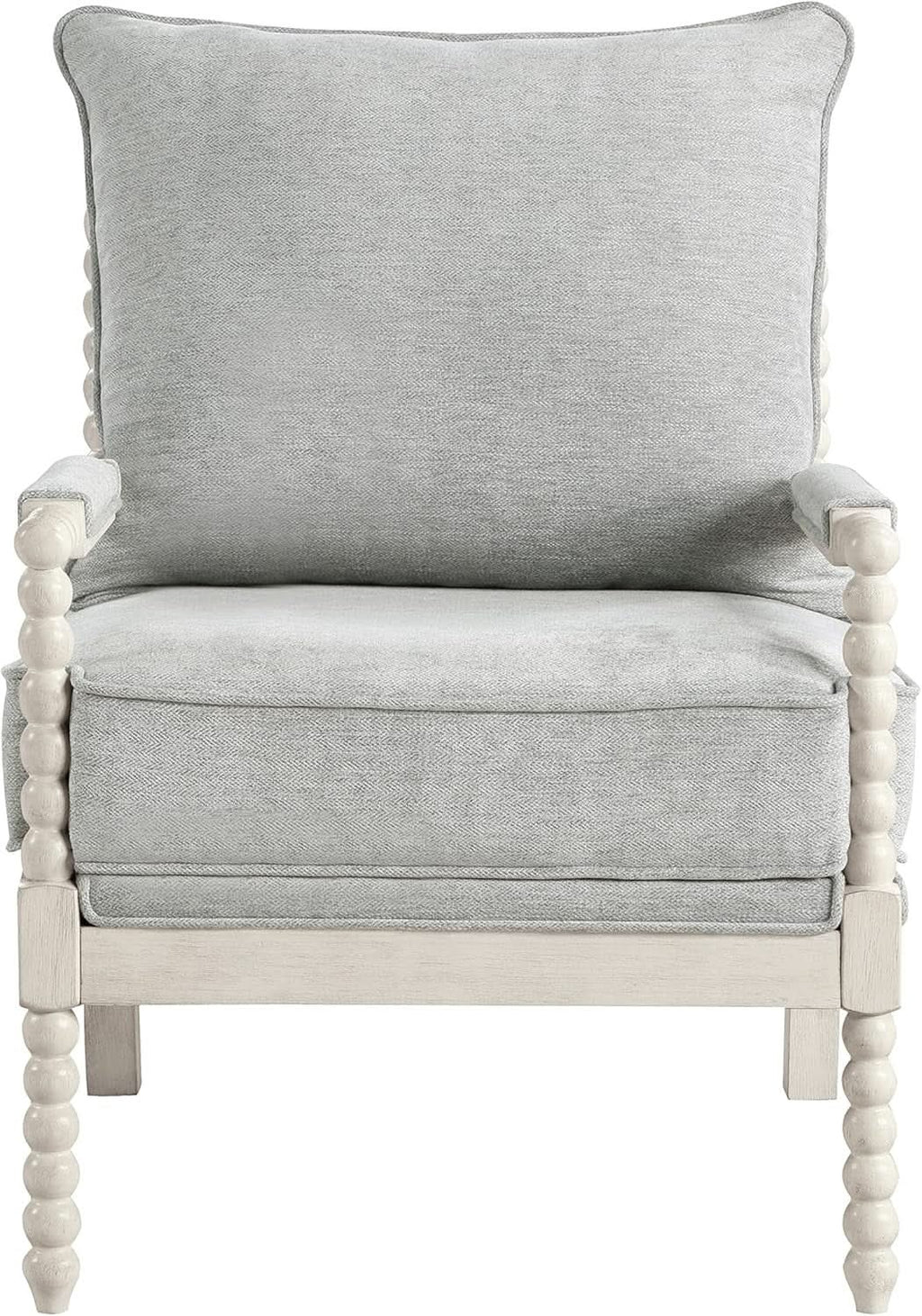 Spindle Accent Chair Smoke Grey Textured Upholstery