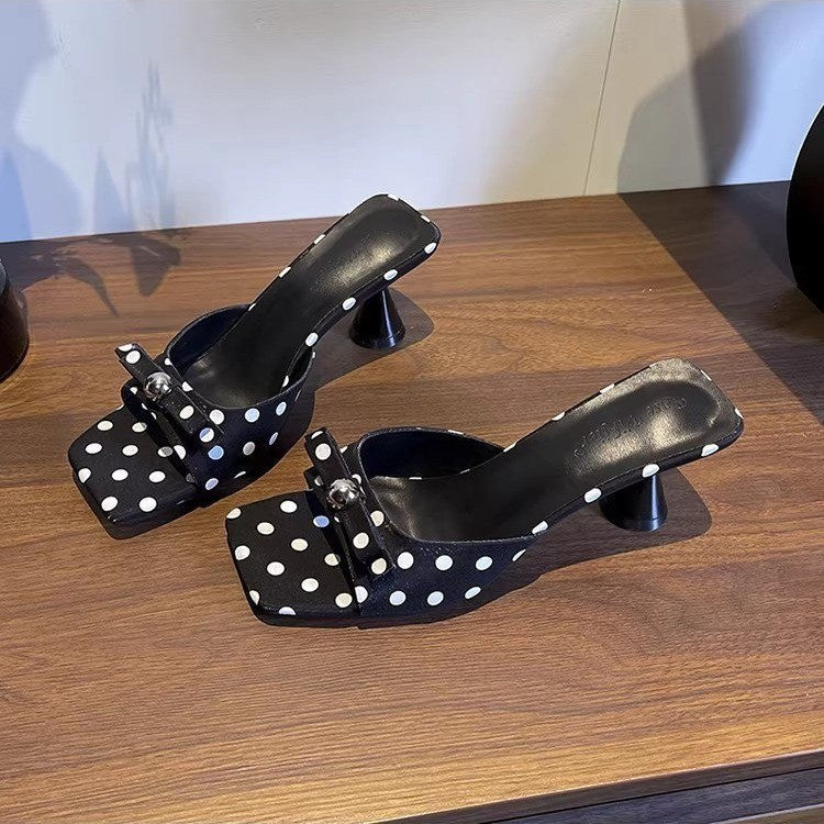 2026 Summer New Polka Dot Bow Pumps Dress Matching Outdoor Fashion Versatile Comfortable Sweet Women Shoes