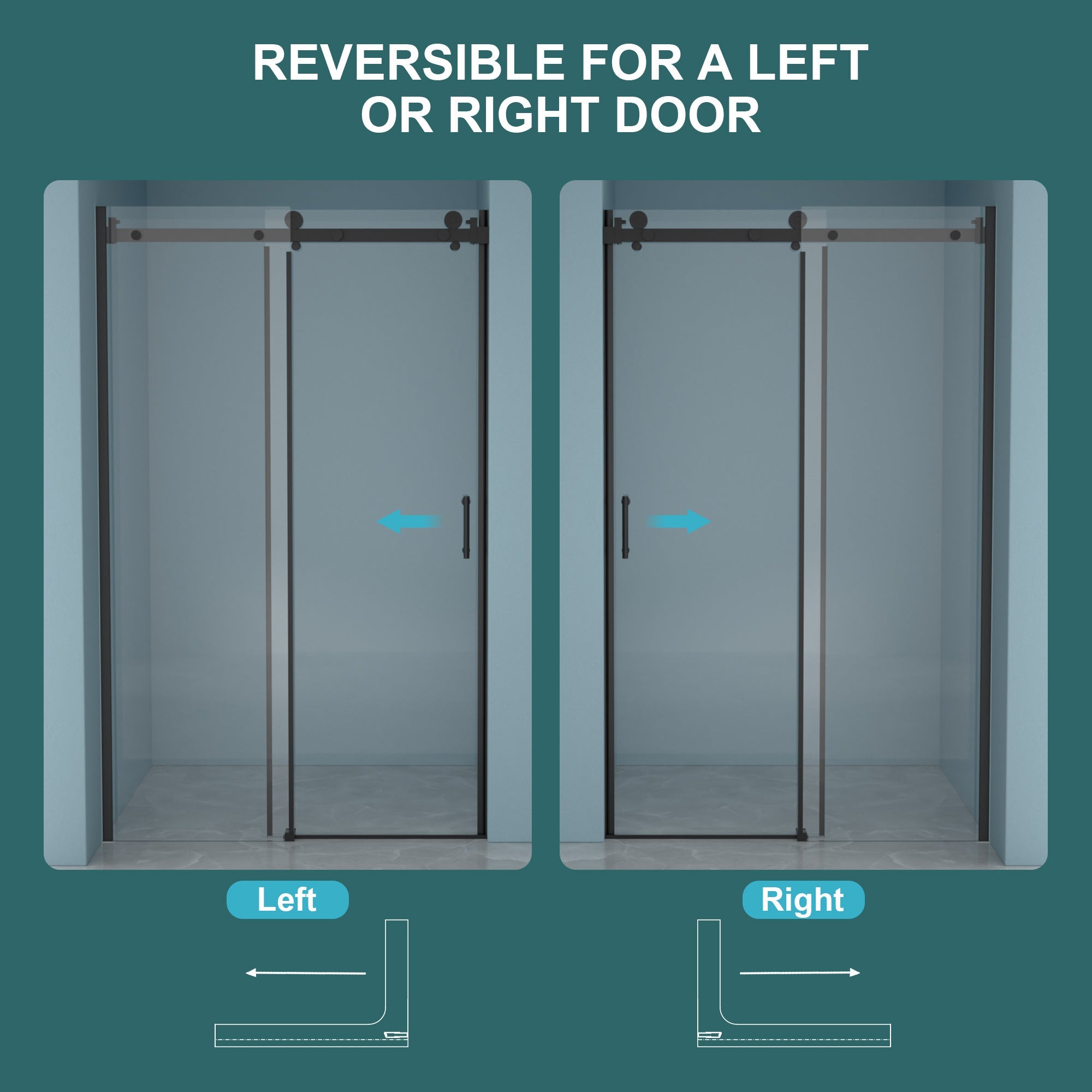 48"W x 76"H Single-Slide Shower Door - 8mm Tempered Glass