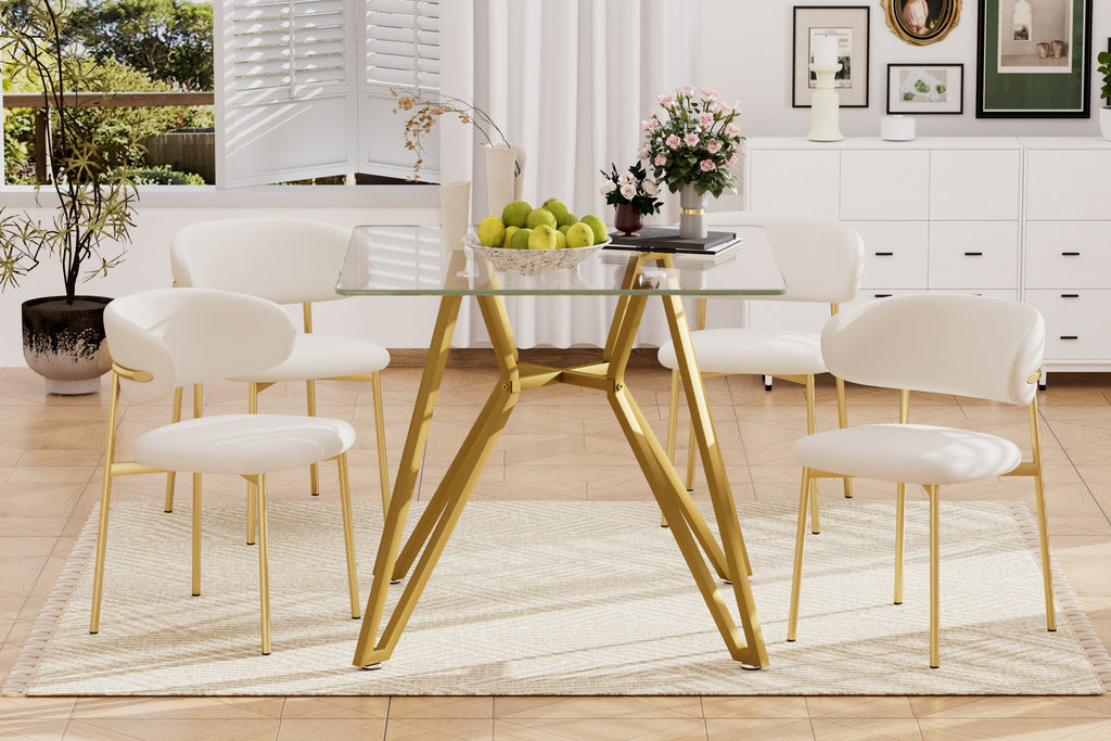 35.4-Inch Square Tempered Glass Dining Table