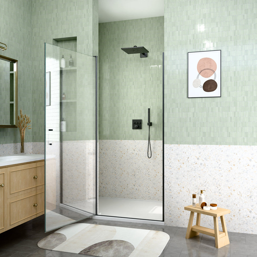 24" W x 72" H Semi-Frameless Circular Pivot Shower Door in Matte