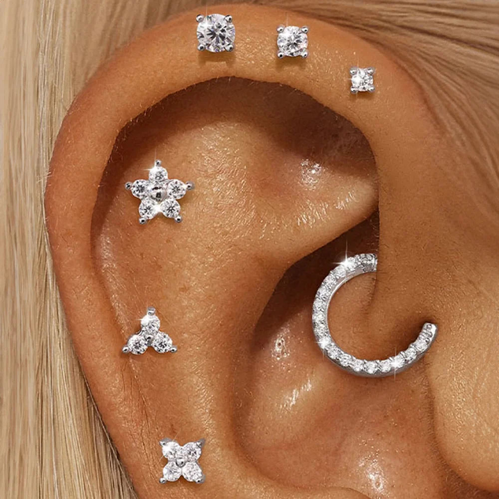 Moissanite Single Earrings in Sterling Silver