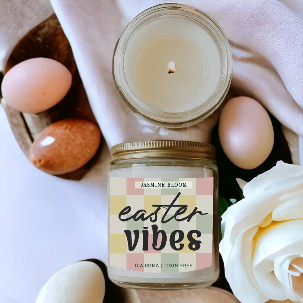 Jasmine Bloom Easter Floral Scented Candle, Jasmine Perfume Soy Candle