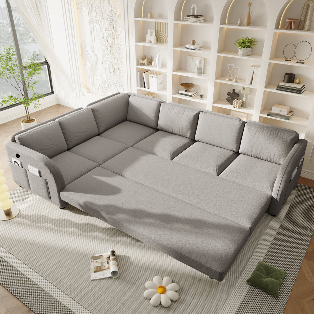 115.2" L-Shaped Pull-Out Bed Sleeper Sofa