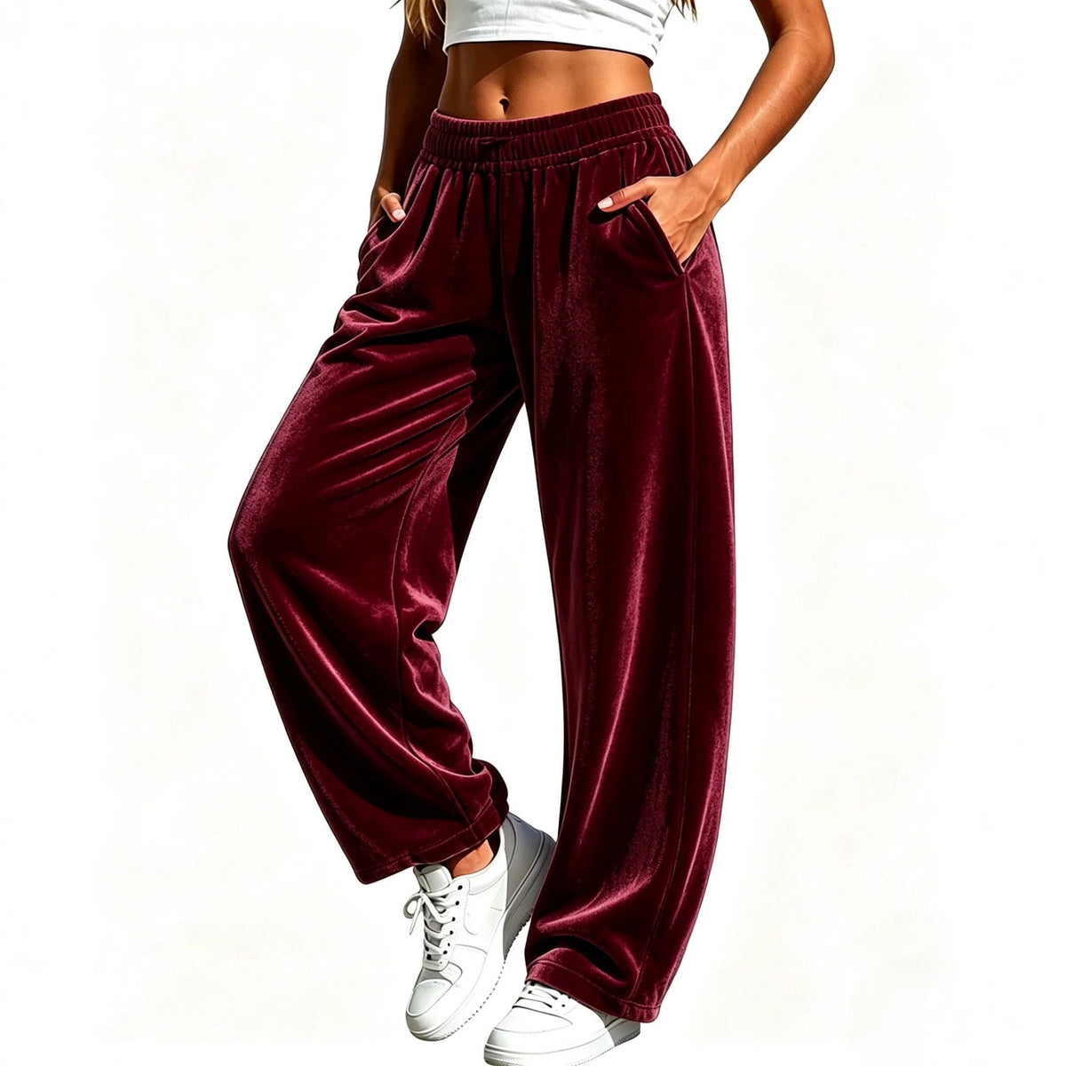 Fashionable Womens Sporty-casual Wide-leg Pants