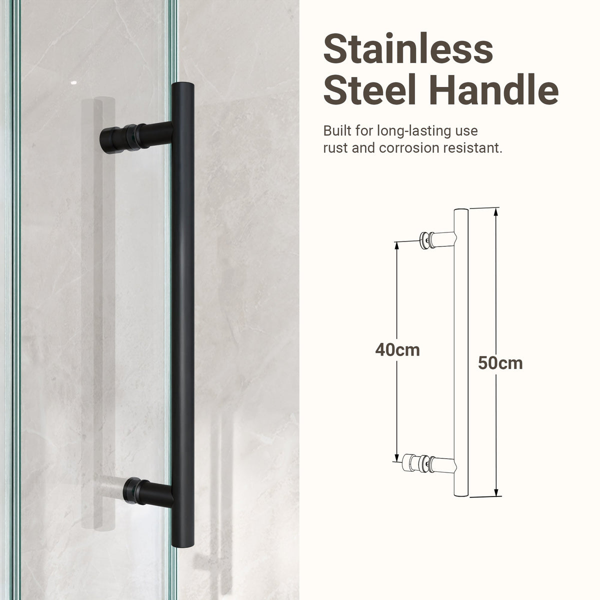 Frameless Single Sliding Shower Door – 5/16" Clear Tempered Glass