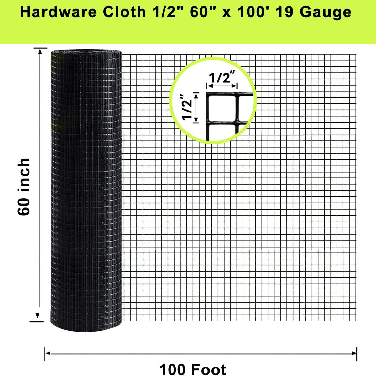 Black Hardware Cloth Wire Fencing with Vinyl Coating - Black