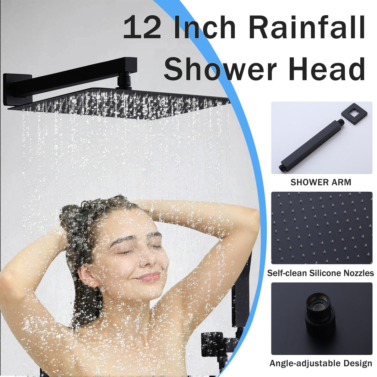Black Shower System with Tub Spout