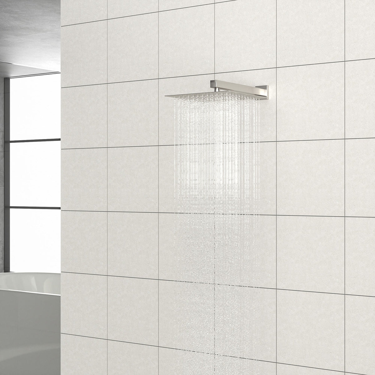 16" Wall Mounted Shower Arm with Flange, Brushed Nickel