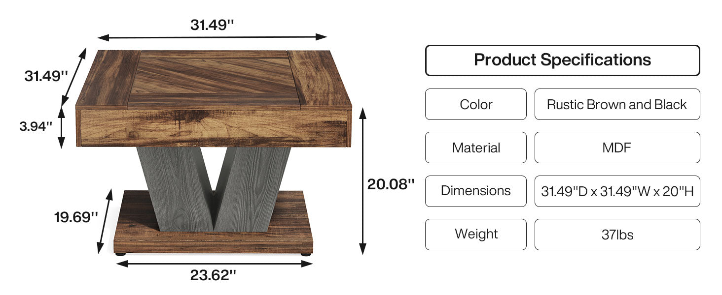 31.5” Square Coffee Table