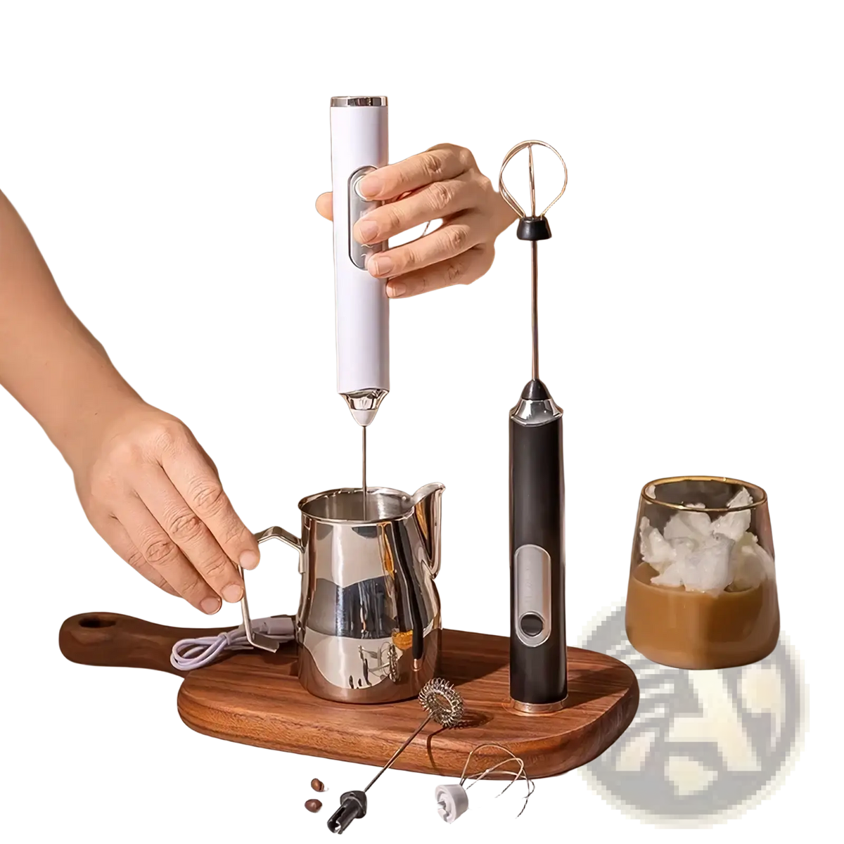 Electric Milk Frother and Handheld Coffee Whisk