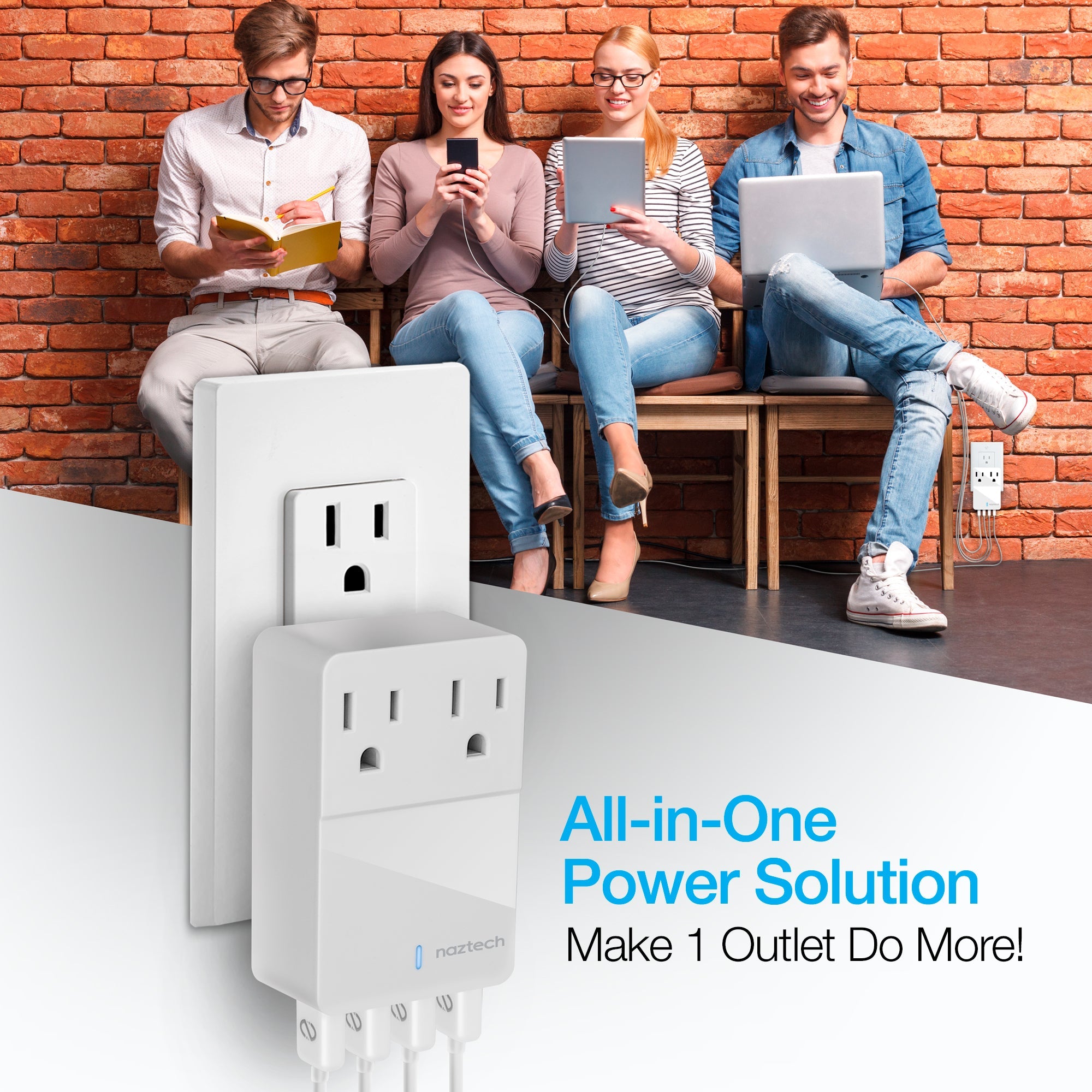 Naztech Fast Multi-Device Charger- 2 Outlets + 4 USB Port